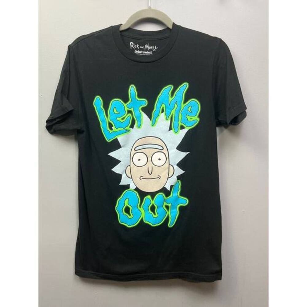 Rick Morty Adult Swim Mens small‎ Graphic T-shirt "Let me Out" black